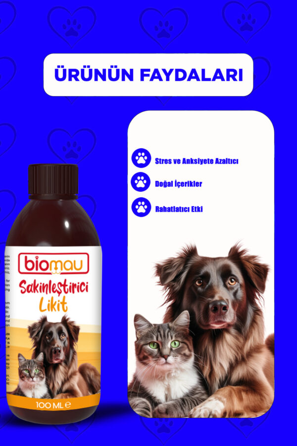 Biomau Kediler Ve Köpekler Için Sakinleştirici Likit – Stres Ve Kaygı Azaltıcı | 100ml - Görsel 2